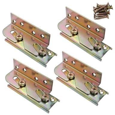 4 Sets Bed Rail Brackets,Heavy Duty Bed Frame Brackets Bed Fittings Wooden Bed Frame Connectors with Screws