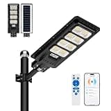 LANGY Smart APP Control Solar Street Lights, 200W Motion Sensor IP67 Waterproof 30000LM Flood Security Lights for Parking Lot