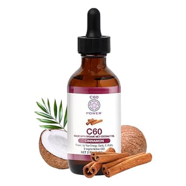 C60 Purple Power Cinnamon Flavored C60 In Organic Mct Coconut Oil - Natural Wellness & Antioxidant Support For Men & Women, 99.99% Pure Sublimated C60, Promotes Energy, Clarity, & Stamina - 2 Fl Oz Bottle