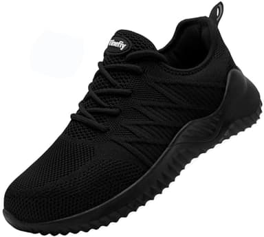 Tinefiy Steel Toe Shoes for Women Lightweight Comfortable Slip Resistant Safety Work Sneakers Cushion Puncture Proof Shoes Indestructible Shoe Size 9.5