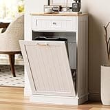 OUTGUAVA 13 Gallon Tilt Out Trash Cabinet Kitchen Waste Bins,50 Quart Laundry Hamper Tilt Out Pet Proof Hidden Trash Bin for Kitchen Living Room,White
