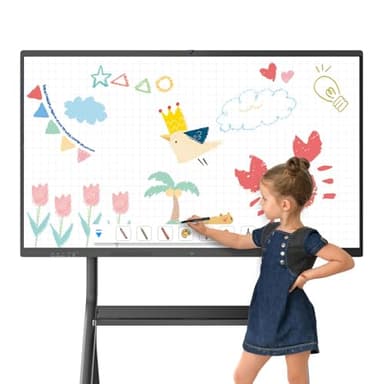 JASZDOT 55'' Smart Board, 4K UHD Interactive Touchscreen Whiteboard, 8+128GB Android 13 Wireless Smartboard Built-in Camera and Microphone, WiFi, Bluetooth and HDMI for Classroom Home Office Studio
