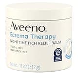 Aveeno Eczema Therapy Nighttime Itch Relief Balm with Colloidal Oatmeal and Ceramide for Dry Itchy Skin, Fragrance-Free Anti Itch Eczema Cream, 11 FL OZ