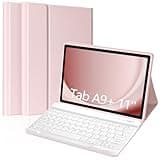 MORECOO for Samsung Galaxy Tab A9 Plus Case with Keyboard 11 inch 2023 (SM-X210/X216/X218), A9 Plus Tablet Case with Detachable Wireless Keyboard, Pink