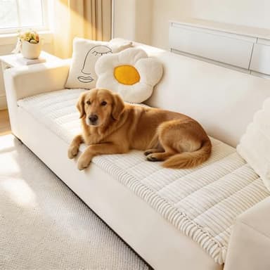 Awjcsv Couch Cover for Dogs Washable, Fuzzy Pet Couch Covers for 3 Cushion Sofa Pet Friendly, Non Slip Sofa Cover (White, 27.6" x 59"/70 x 150cm)