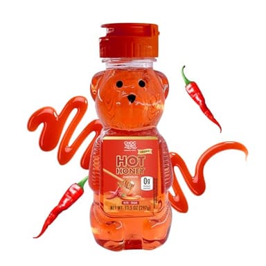 ChocZero Sugar Free Hot Honey, Vegan Spicy Honey Substitute, Keto Friendly, Low Carb, All Natural Red Chili Pepper Infused Sweet & Spicy Sauce, 10.5 oz Bottle