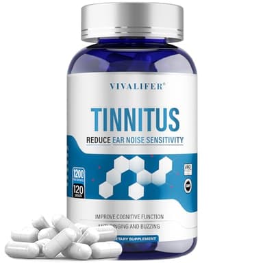DQQI Tinnitus Relief for Ringing Ears 1200mg, 120 Capsules Supplement with Vitamin C & B Complex, Supports Ear Health, Reduces Ringing in Ears, Promotes Hearing Wellness & Comfort