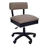 Arrow Sewing H8140 Adjustable Height Hydraulic Sewing and Craft Chair with Under Seat Storage and Solid Fabric, Princess Hazel Tan Fabric