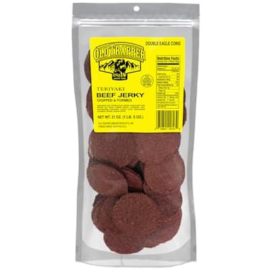 Old Trapper Double Eagle Beef Jerky, Teriyaki Flavor, 21 Ounce Package, Natural Wood Smoked Meat Snacks, 10 Grams of Protein and 80 Calories per Serving (Pack of One)