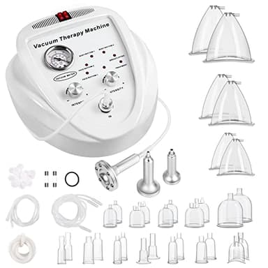Beauty Star Vacuum Therapy Cupping Machine, Multifunctional Body, Back, Face Massage Care Machine Adjustable Suction (0-70 cmHg) with 30 Cups and 3 Gua Sha Pumps (Max Cups 1200ML)