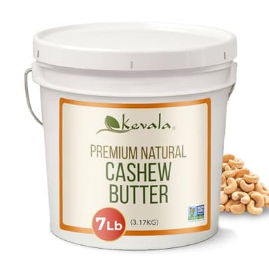 Kevala Cashew Butter - Spreadable Cashew Cream for Toasts and Pancakes, Made with no Palm Oil and no Preservatives, Nutty Base for Sauces, Peanut Butter Substitute for Breakfasts, Bulk Size 7 lb