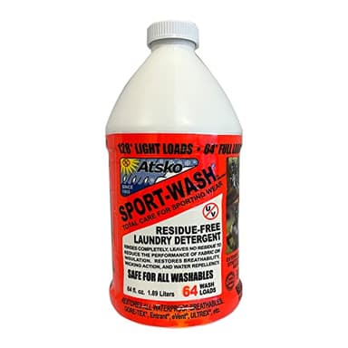 Atsko Sno-Seal SPORT WASH LAUNDRY DETERGENT, Liquid, 64 Fl Oz (Pack of 1), Unscented