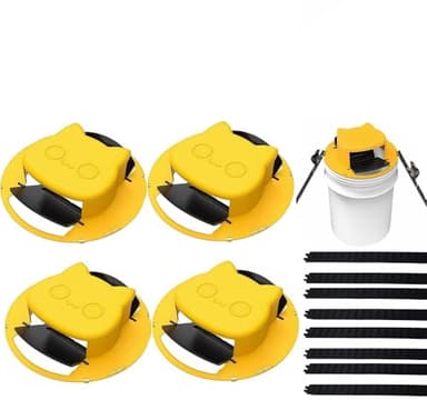 4 Pack Mouse Rat Trap Bucket Lids | Multi-Catch Auto Reset 5 Gallon Mouse Bucket Indoor for Home | Bucket Trap for Mice & Rats | Reusable Indoor & Outdoor Mouse Traps Bucket