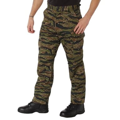 Rothco Tactical BDU Pants – Rugged Cargo Outdoor Hiking EDC Work Uniform, Tiger Stripe Camo, L