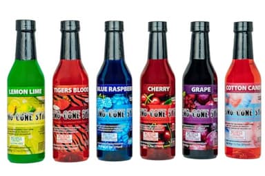 12.7oz Pure Cane Sugar Sno-Cone Syrup-Contains No High Fructose Corn Syrup(Six Flavor Variety Pack)