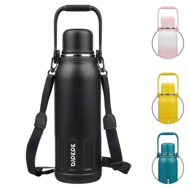 BJPKPK Insulated Water Bottle 50oz Vacuum Insulated Stainless Steel Water Bottles with Handle and Lid Travel Metal Thermal Flask for Outdoor Sports,Black