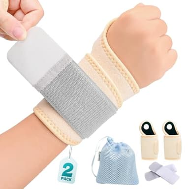 FvaPemm Wrist Brace for Right Left Hand 2 Pack, Wrist Support Wraps for Women Men, Adjustable Wrist Brace for Carpal Tunnel Tendonitis, Arthritis, Weightlifting, Sports, Day Night Support, Nude