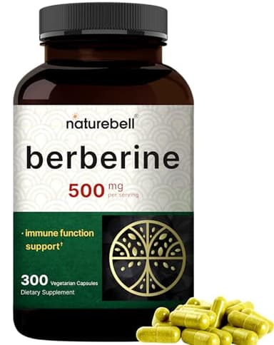 NatureBell Berberine 500mg - 300 Capsules - 97% Pure Berberine HCl - 5:1 Root Extract of Berberis Aristata - Antioxidant, Alkaloid & Adaptogenic Support*
