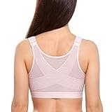 DELIMIRA Women's Full Coverage Front Closure Wire Free Back Support Posture Bra Gentle Rose 36B
