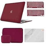 iCasso Case Compatible with MacBook Air 13 inch Case 2020 2019 2018 A2337 M1/A2179/A1932, Hard Shell Case, Sleeve, Screen Protector, Keyboard Cover for MacBook Air 13'' with Small Bag - Wine Red