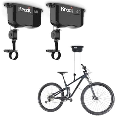 Kradl 2-Pack (40 Pound / 40 Pound). Ceiling Mount Bike Lift and Rack. Bicycle Storage Hoist Without Electricity, Clumsy Ropes or Pulleys.