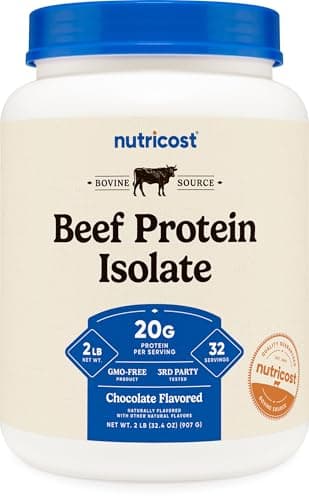 Nutricost Beef Protein Isolate Powder Chocolate (2 Pounds) - 20 Grams Protein Per Serving, GMO-Free + Gluten-Free