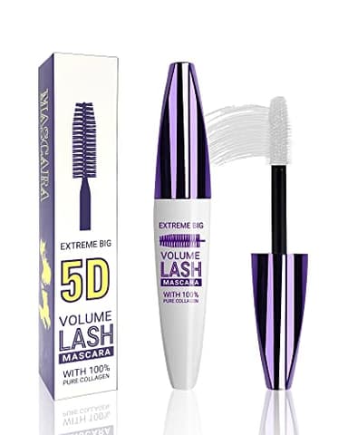 5D White Mascara Volume and Length, Longlasing Waterproof Colored Fiber Mascara for Eyelashes,Volumizing Curling Eye Lashes rimel de pestañas,Christmas Eye Makeup Gift for Women Girl Cosplay Stage Use