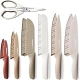 Astercook Knife Set, 13 Pieces Kitchen Knives Set with Healthy Anti-Rust Coating, Dishwasher Safe, Stainless Steel Chef Knife Sets with 6 Blade Guards, Perfect Holiday Gifts for Kitchen