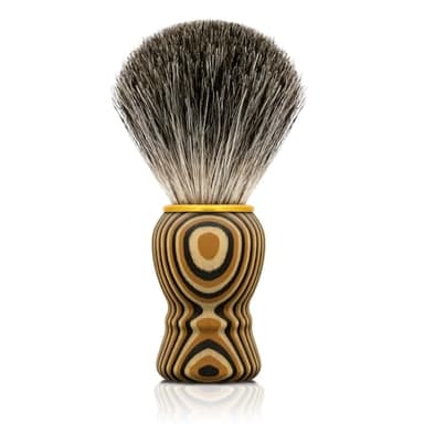 KIKC Hand Crafted Pure Badger Shaving Brush for Wet Shave, Soft Bristle, Art Annual Ring Wood Handle, Best Gift for Bearded Man