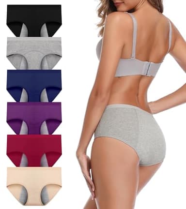 JojoQueen Period Underwear for Women Menstrual Panties Leakproof Postpartum Ladies Cotton Mid Waisted Teens Briefs