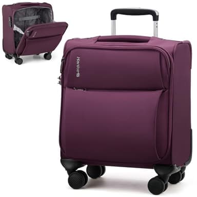 Hanke 16 Inch Underseat Carry On Luggage with Spinner Wheels Airline Approved, Small Rolling Suitcase Softside Underseater Lightweight TSA Travel Roller Suitcase Carry-On Bag(Purple)