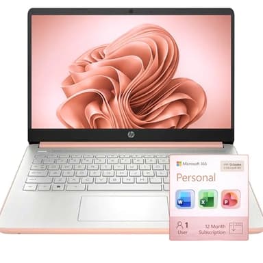HP Ultrabook Laptop, 8GB RAM, 64GB SSD, Microsoft 365, Intel 2-Core | Fast, Smart, Budget-Friendly, AI-Ready Essential no Mouse, Rose Gold