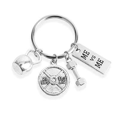 Kefley Bday Christmas Fitness Gifts for Women & Men - Weight Loss & Weightlifting Gift for Bodybuilder - Me vs Me Fitness Keychain