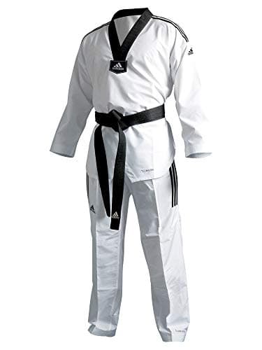 adidas Eco Fighter 3 Taekwondo Black V-Neck Ultralight Sparring Uniform w/ 3 Stripes - 100% Polyester - Size 200 (6)