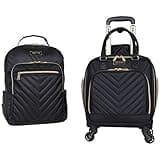 Kenneth Cole REACTION Chelsea 2-Piece Bundle - 17" 4-Wheel Spinner Underseat Carry-On Luggage & Matching 15" Laptop Backpack, Black