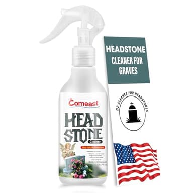 comeast Headstone Cleaner for Graves,Highly Effective Gentle Formula for Cemetery,Gravestone & Tombstone Care,Safely Removes Dirt from Stone Surfaces 8.45 fl oz