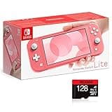 Nintendo 2021 Switch Lite Console Family Holiday Bundle - Coral, 5.5" Touchscreen Display, Built-in Plus Control Pad, Speakers, WiFi, Bluetooth 4.1, NexiGo_ 128GB MicroSD Card Bundle