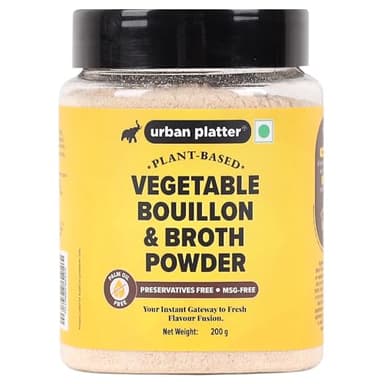 Urban Platter Vegetable Bouillon & Broth Powder | 7.05 Oz (200g) | Vegetable Stock to Your Favorite Soups, Stews, Sauces & Risottos | Gourmet Broth Powder | Low Calories | No Animal Content