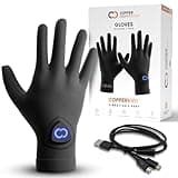 Copper Compression CopperVibe Vibration + Heat Therapy Gloves Heated Hand Massage for Arthritis, Carpal Tunnel, Neuropathy Pain Relief, Rheumatoid, Tendonitis, Raynauds for Women & Men - 1 Pair