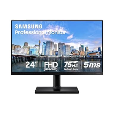 SAMSUNG FT45 Series 24-Inch FHD 1080p Computer Monitor, 75Hz, IPS Panel, HDMI, DisplayPort, USB Hub, Height Adjustable Stand, 3 Yr WRNTY (LF24T454FQNXGO),Black