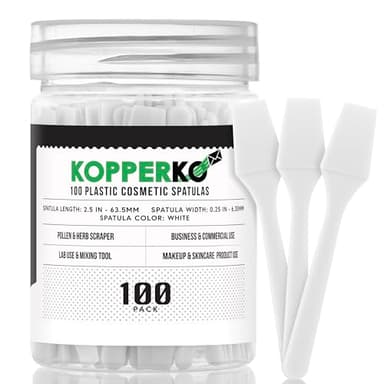 Kopperko Mini Skin Care Spatula (2.5", 100 Pack) - Small Spatula for Makeup, Creams & Crafts | Makeup Applicator for Mixing, Cosmetic, Face Mask | Disposable Cosmetic Applicators | White