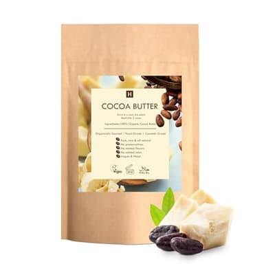 HalalEveryDay Raw Cocoa Butter 5 lb – Food Grade & Cosmetic Grade, Unrefined Organic Cocoa Butter Chunks for Baking, Lotion, Body Butter, Lip Balm & DIY Skincare