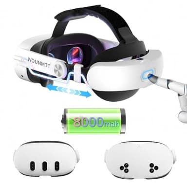 Head Strap for Oculus Meta Quest 3/3S with Battery, Adjustable VR Accessories with One-Click Fit, Rear Cushion Dial, 2–4H Playtime, VR Head Strap Reduce Facial Stress for Gaming Comfort
