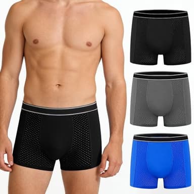 Men's Incontinence Underwear - Upgraded 200ml Absorbency Leakproof Boxer Briefs with Front-to-Rear Leak Protection - Washable Reusable Cotton Incontinence Briefs for Men Heavy Flow Bladder Leak 3 Pack