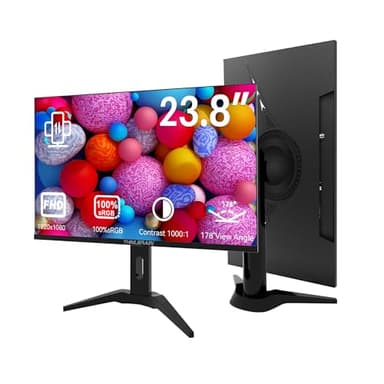 Thinlerain 23.8 inch Computer Monitor 1920x1080 Vertical PC Monitor with HDMI VGA AV BNC USB Ports, Multi-Function Stand, VESA, Display Frameless Build-in Speakers for Office Home