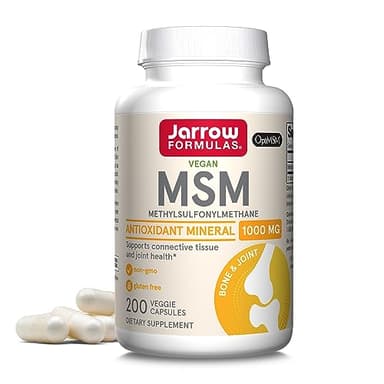 Jarrow Formulas MSM 1000 mg - 200 Veggie Capsules - Methylsulfonylmethane - Source of Sulfur - Dietary Supplement Supports & Strengthens Joints - Up to 200 Servings