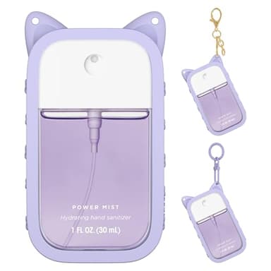 Sonnorel 1 Pack Silicone Case Compatible with Touchland Hand Sanitizer Spray (Fit for 1 FL OZ/30 mL Ver), Portable keychain Cute Color Ears (Purple)