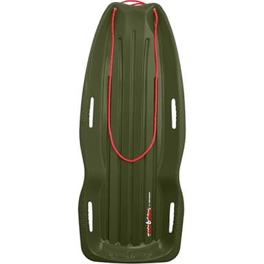 Retrospec Retrorider Plastic Snow Sled for Kids and Adults - Toboggan Style with Pull Rope, Cold-Resistant Construction & Hard Bottom for Fast Downhill Rides