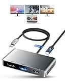 avedio links USB C to 3 HDMI Adapter, HDMI Splitter Extended Display for Triple Monitor with 100W PD Port, Only 1 Port 4K@60Hz, Out 2 and 3 1080p, Display 4 Separate Screens for Windows/Mac OS