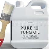 32 OZ Pure Tung Oil Waterproof Wood Sealer Indoor and Outdoor, 100% Pure Natural Tung Oil for Unfinished Bare, with Brush Wood Finishing, Such as Cutting Boards, Outdoor Furniture, Butcher Blocks